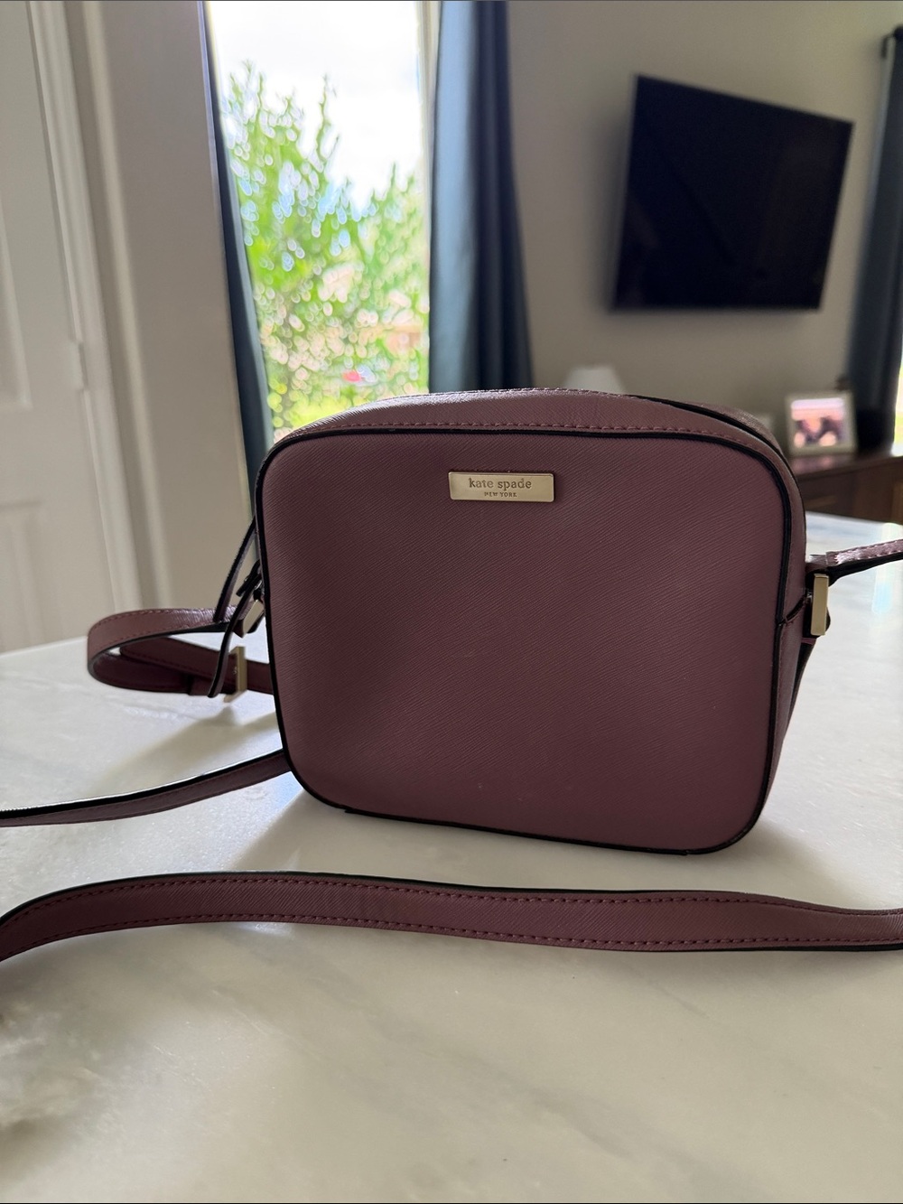 kate spade Plum Saffiano Crossbody Camera Bag